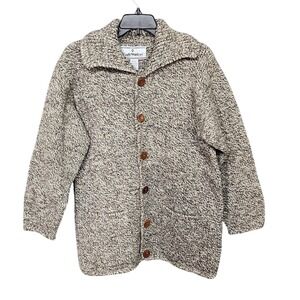 Early Winters Cardigan Sweater 100% Wool‎ Shawl Collar Mens Small Marled Taupe